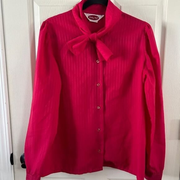Ashley Hall Vintage Red Blouse Sz 14 - Picture 2 of 16